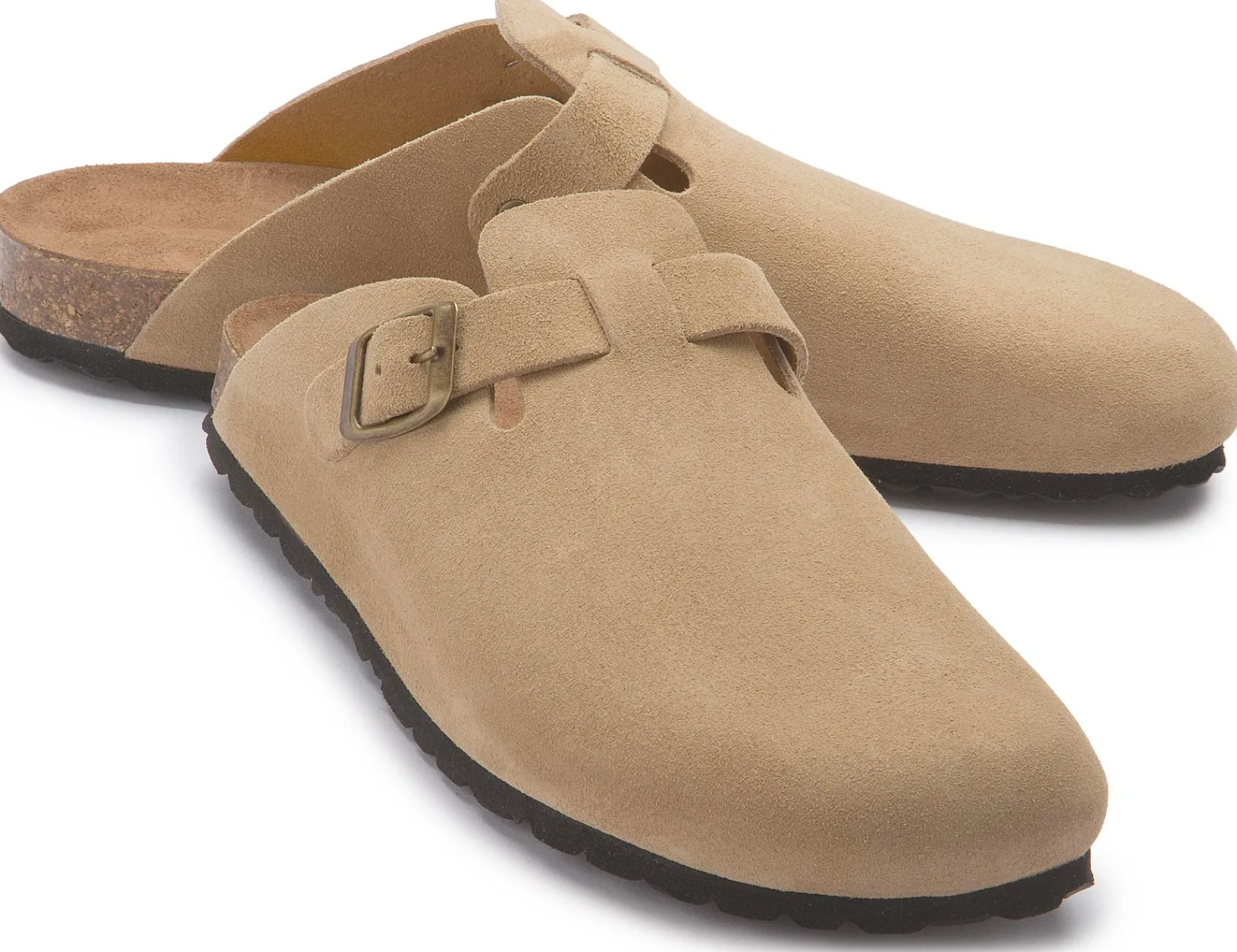 Sandalen|Pantoletten|Horsch Schuhe Clog in Übergrößen Beige