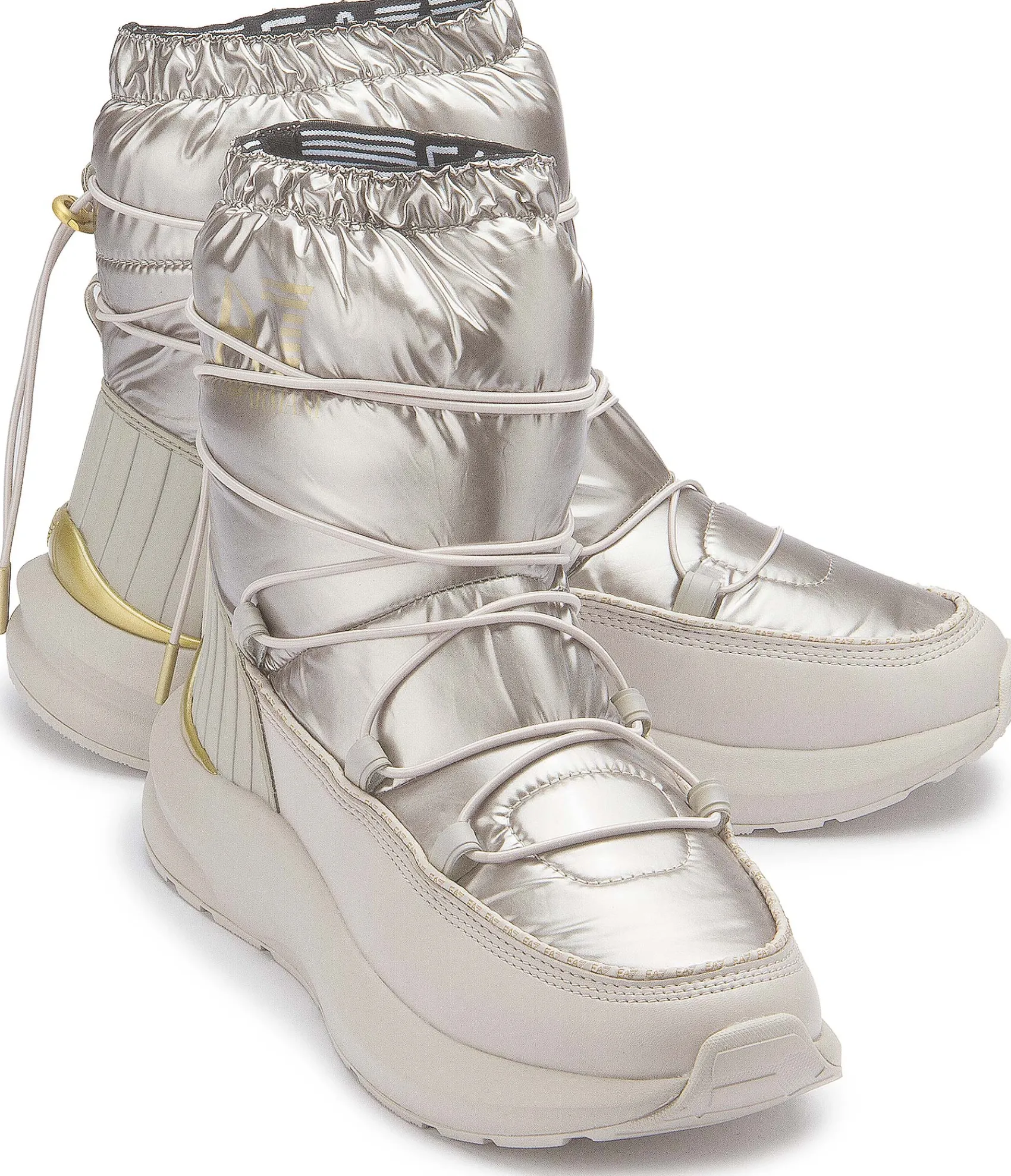 Stiefeletten|Boots|Armani Damen Emporio Armani Schneestiefel in Übergrößen Silber