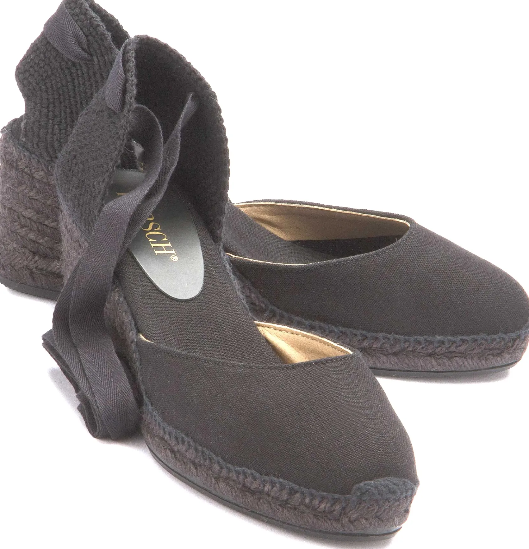 Espadrilles|Sandalen|Horsch Schuhe Espadrilles in Übergrößen Schwarz