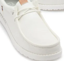 Leinenschuhe|Schnürschuhe|HeyDude Leinenschuh in Übergrößen Weiß