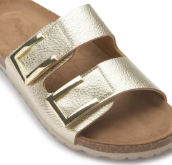 Sandalen|Pantoletten|Horsch Schuhe Pantolette in Übergrößen Gold