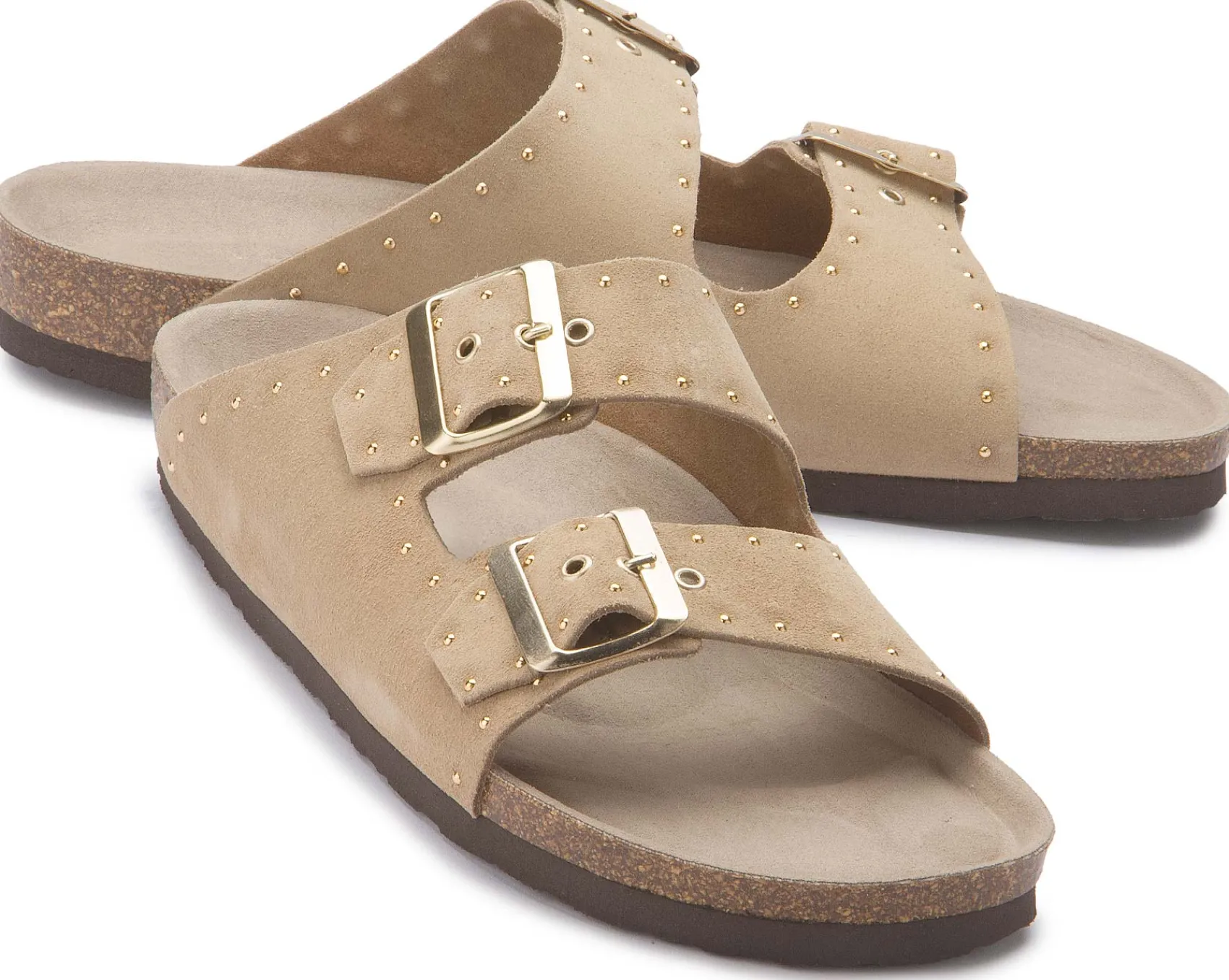 Sandalen|Pantoletten|Horsch Schuhe Pantolette in Übergrößen Beige