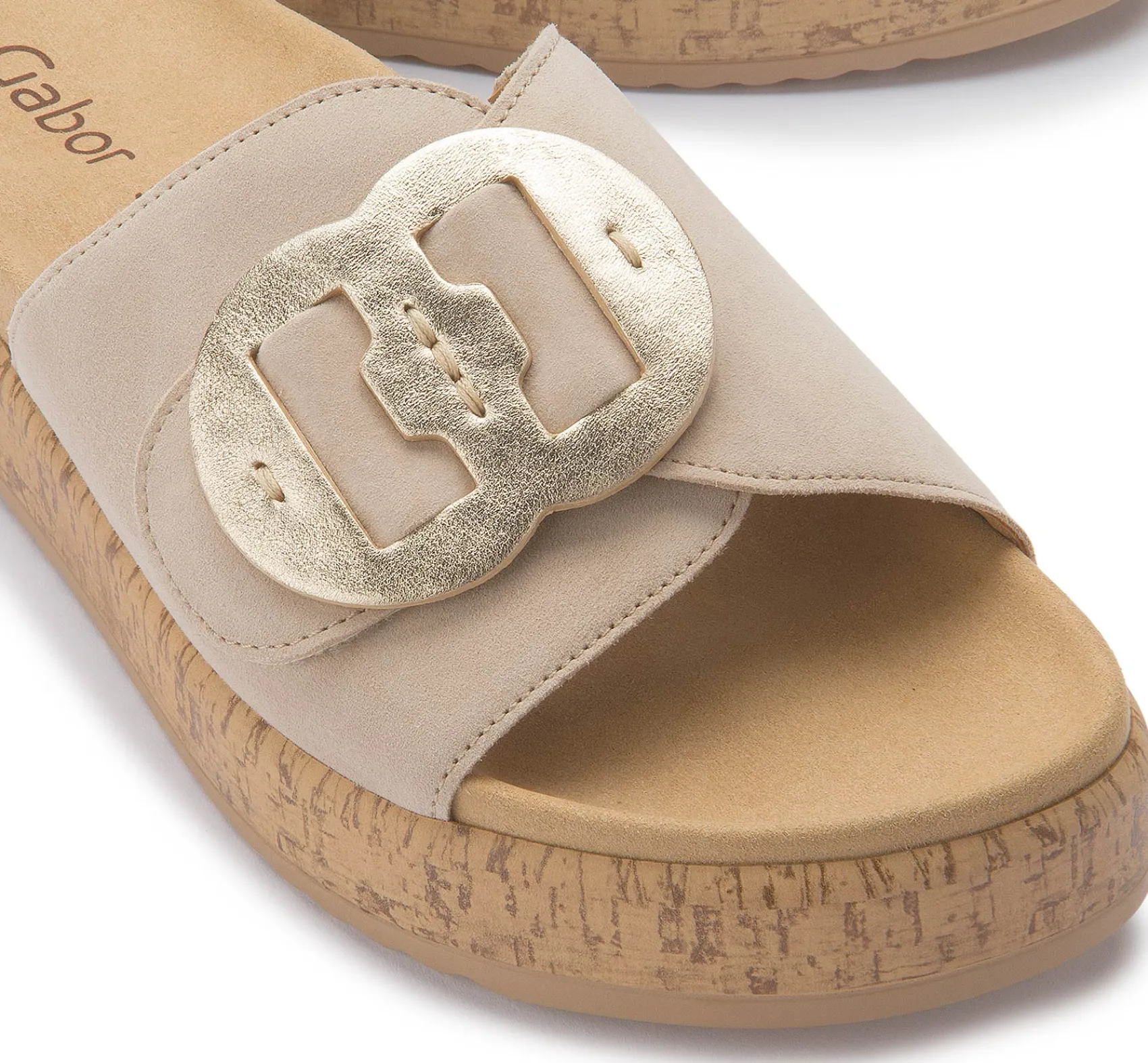 Sandalen|Pantoletten|Gabor Pantolette in Übergrößen Beige