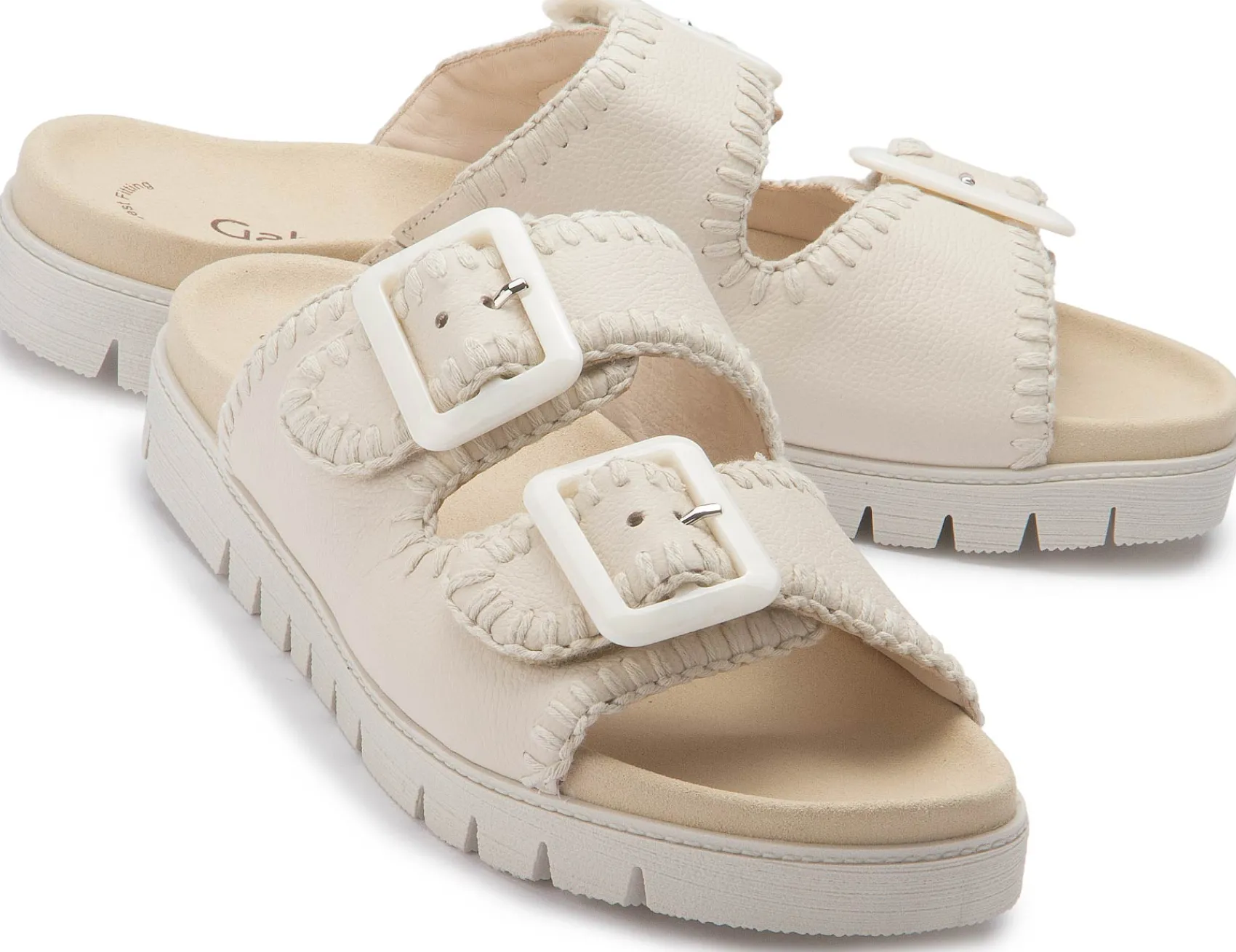 Sandalen|Pantoletten|Gabor Pantolette in Übergrößen Beige