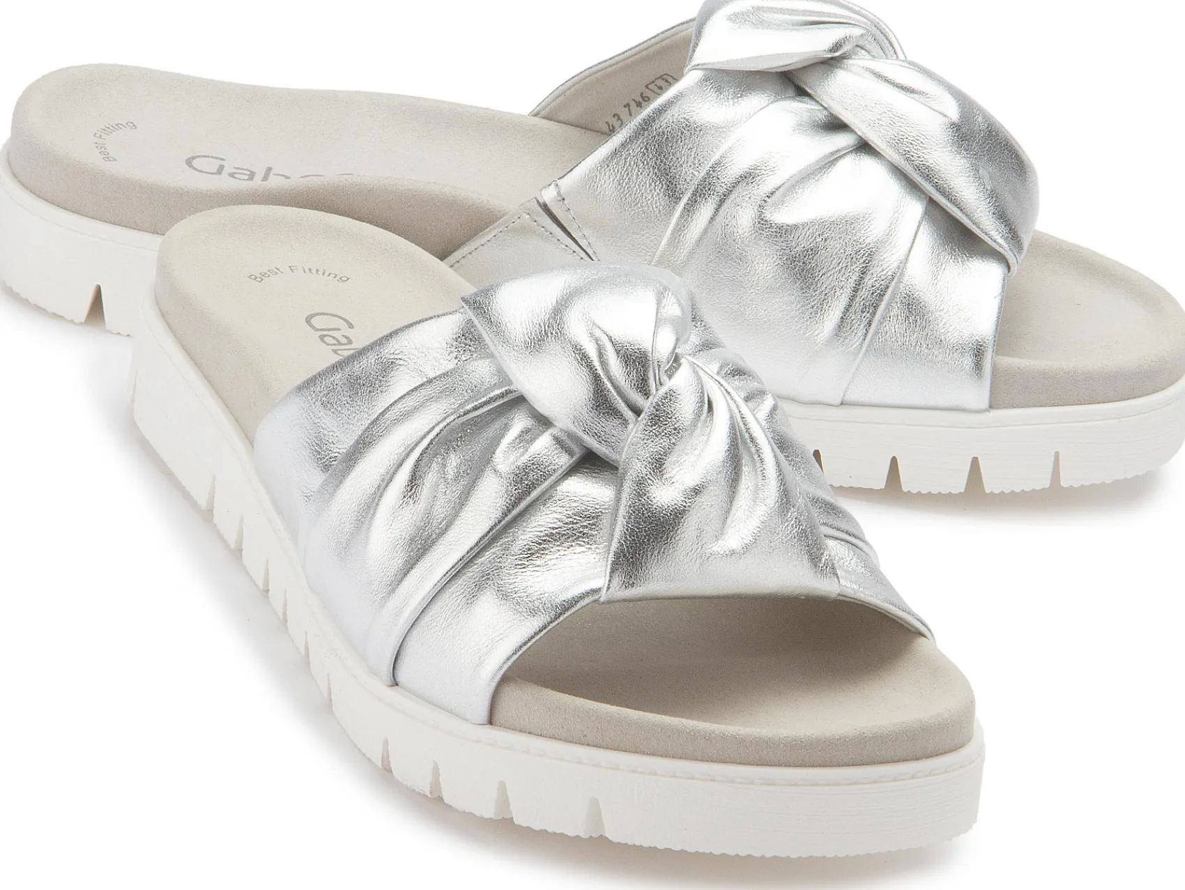 Sandalen|Pantoletten|Gabor Pantolette in Übergrößen Silber