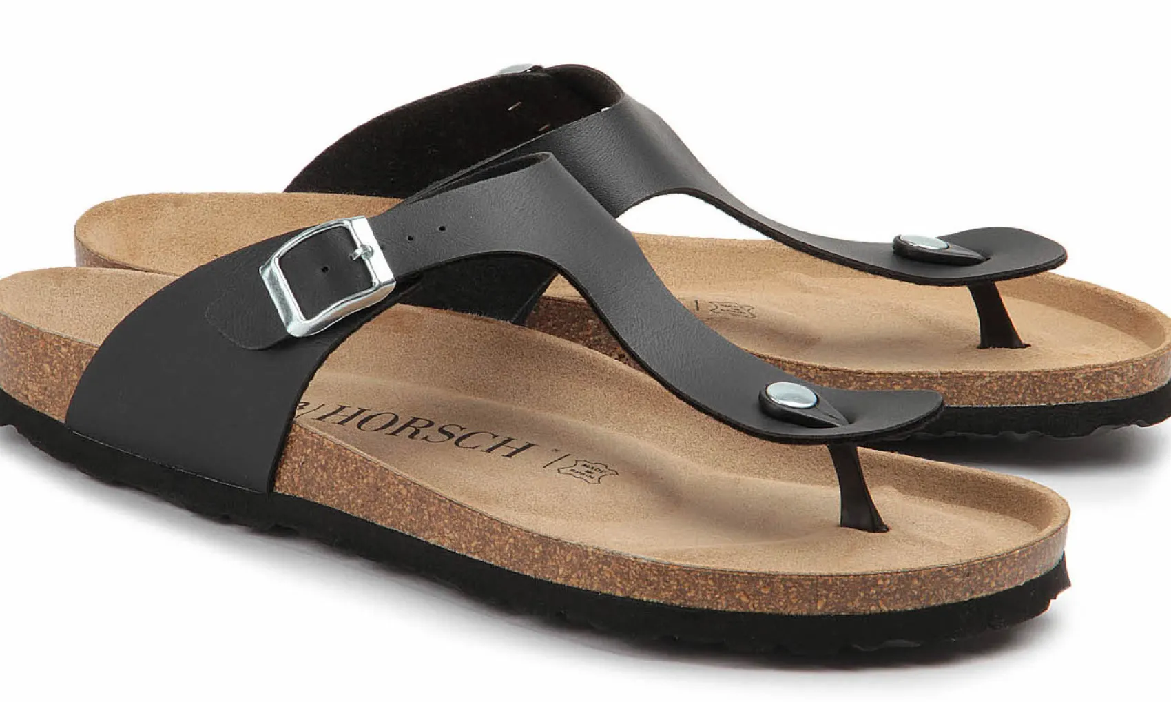 Zehentrenner|Sandalen|Horsch Schuhe Pantolette in Untergrößen Schwarz