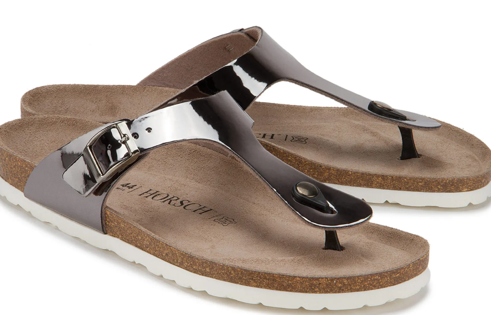 Zehentrenner|Sandalen|Horsch Schuhe Pantolette in Untergrößen Silber