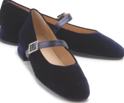 Ballerinas|Horsch Schuhe Samt-Ballerina in Übergrößen Blau