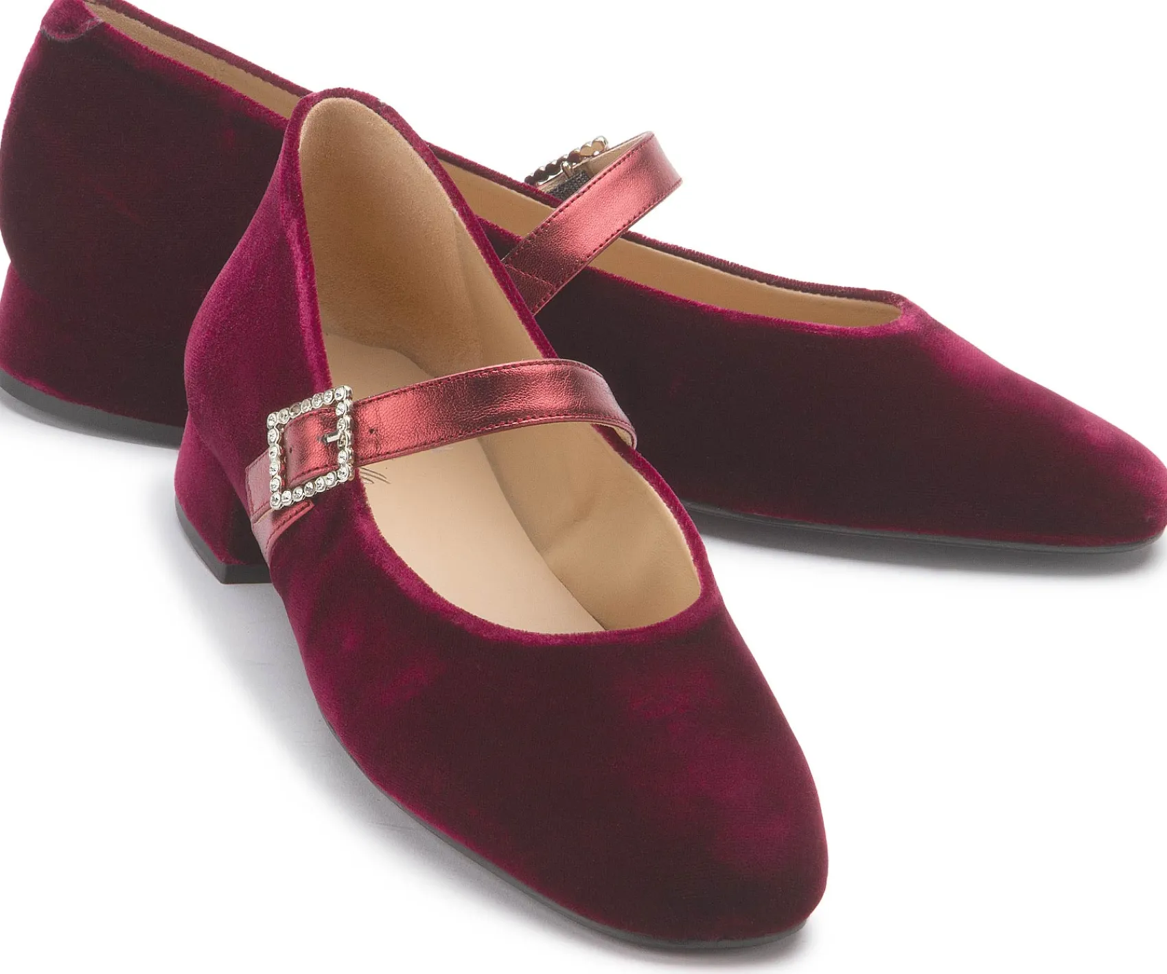 Ballerinas|Horsch Schuhe Samt-Ballerina in Übergrößen Rot