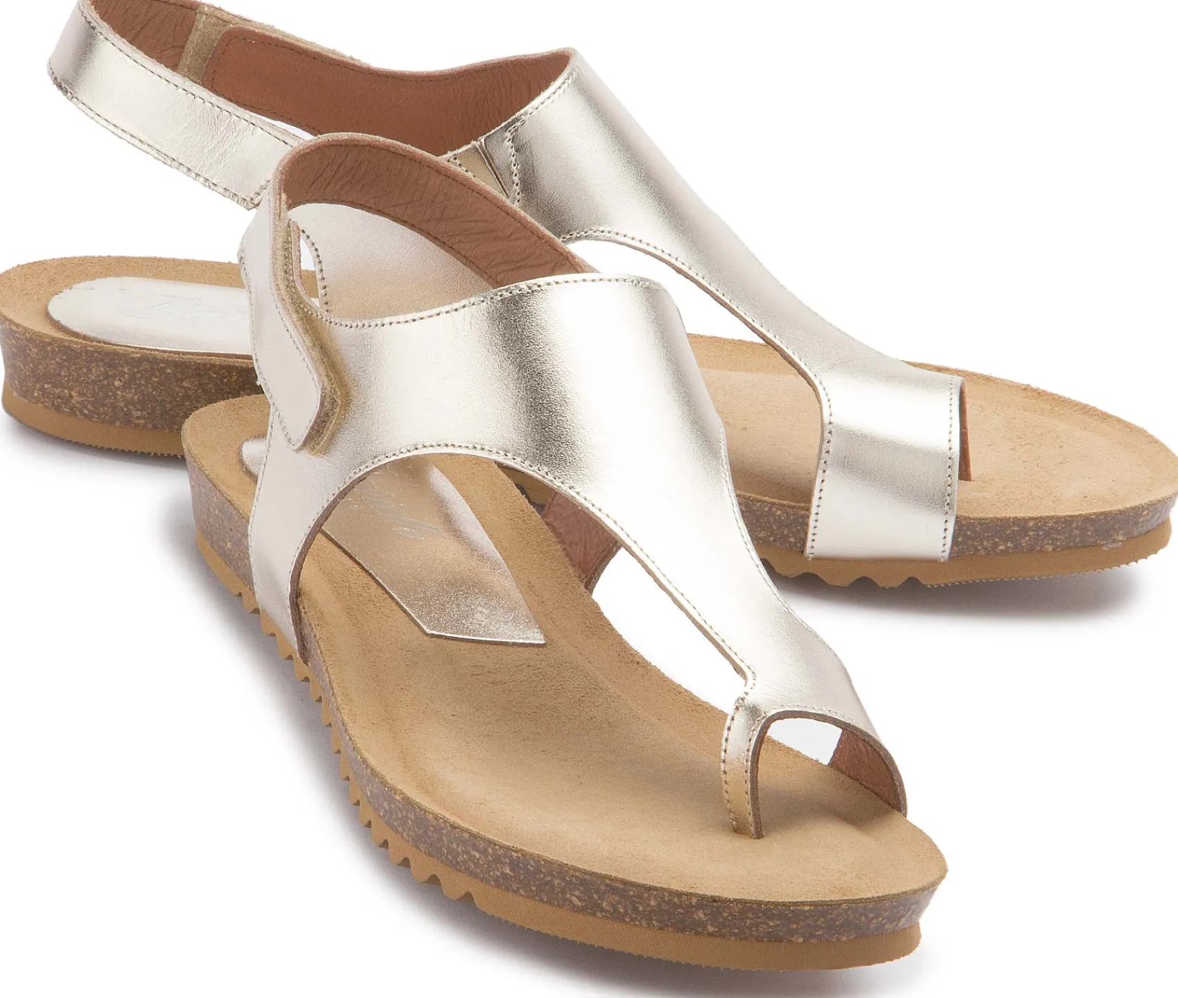 Zehentrenner|Sandalen|Horsch Schuhe Sandale in Übergrößen Silber/Gold