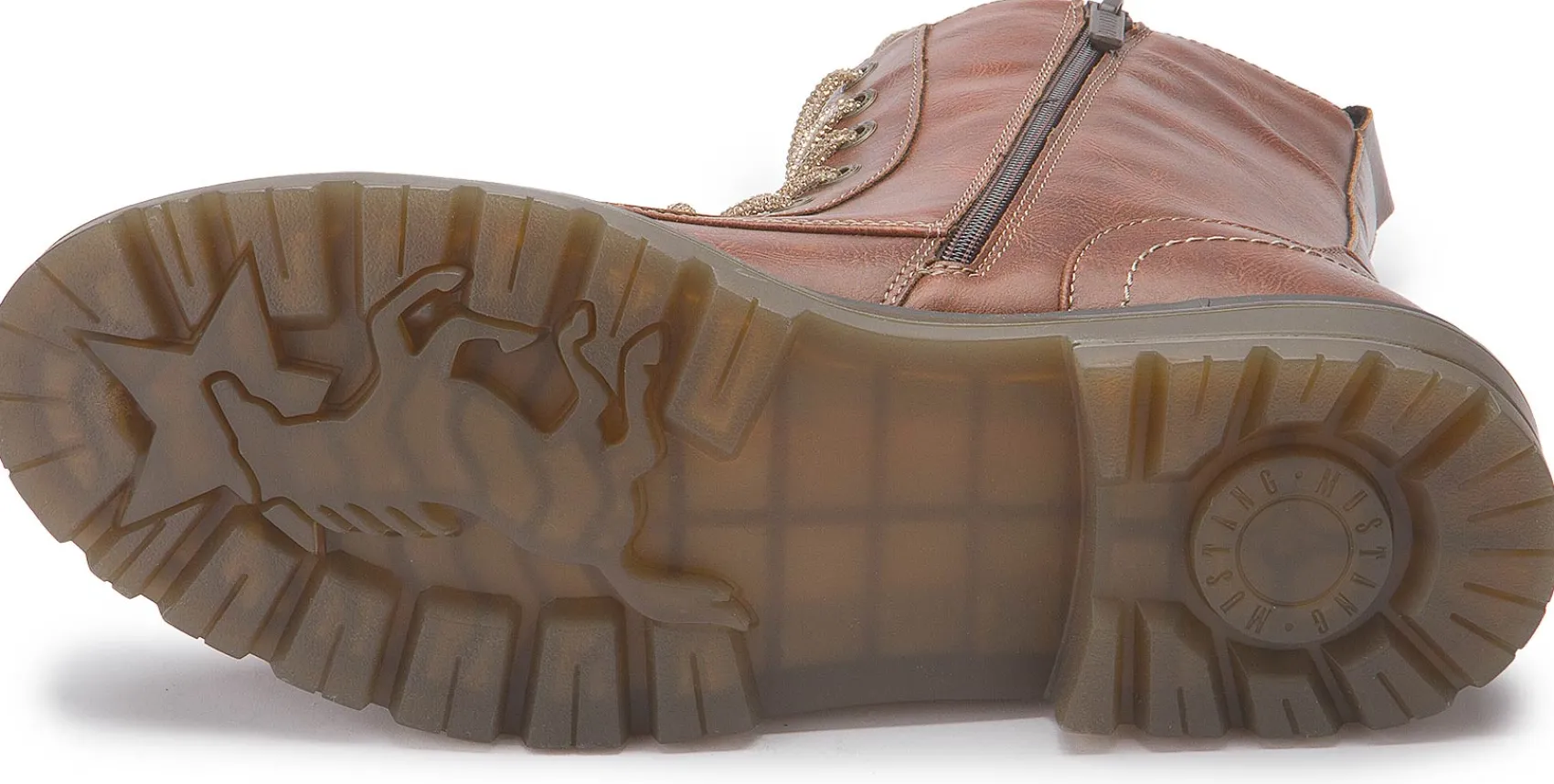 Stiefeletten|Mustang Damen Schnürboot in Übergrößen Braun