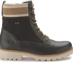Stiefeletten|Boots|Remonte Schnürboot in Übergrößen Schwarz
