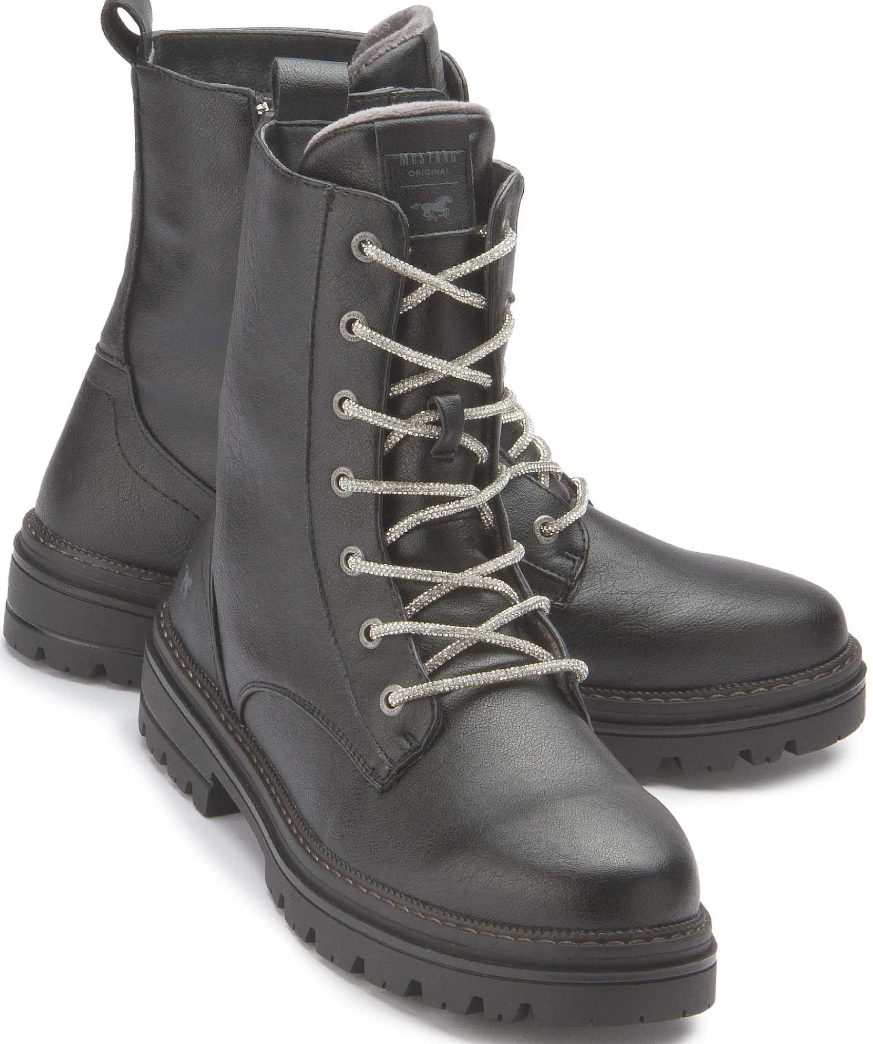 Stiefeletten|Mustang Damen Schnürboot in Übergrößen Schwarz