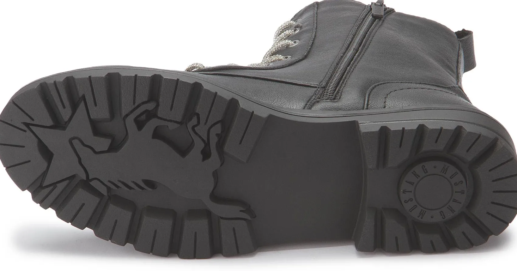 Stiefeletten|Mustang Damen Schnürboot in Übergrößen Schwarz