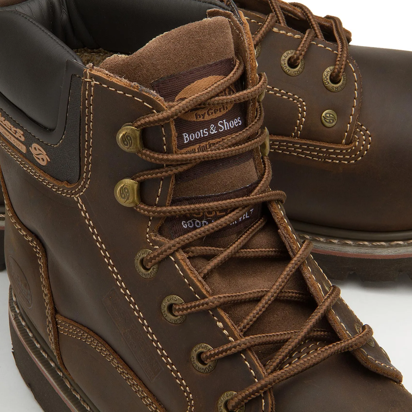 Stiefeletten|Boots|Dockers Schnürboot in Übergrößen Braun
