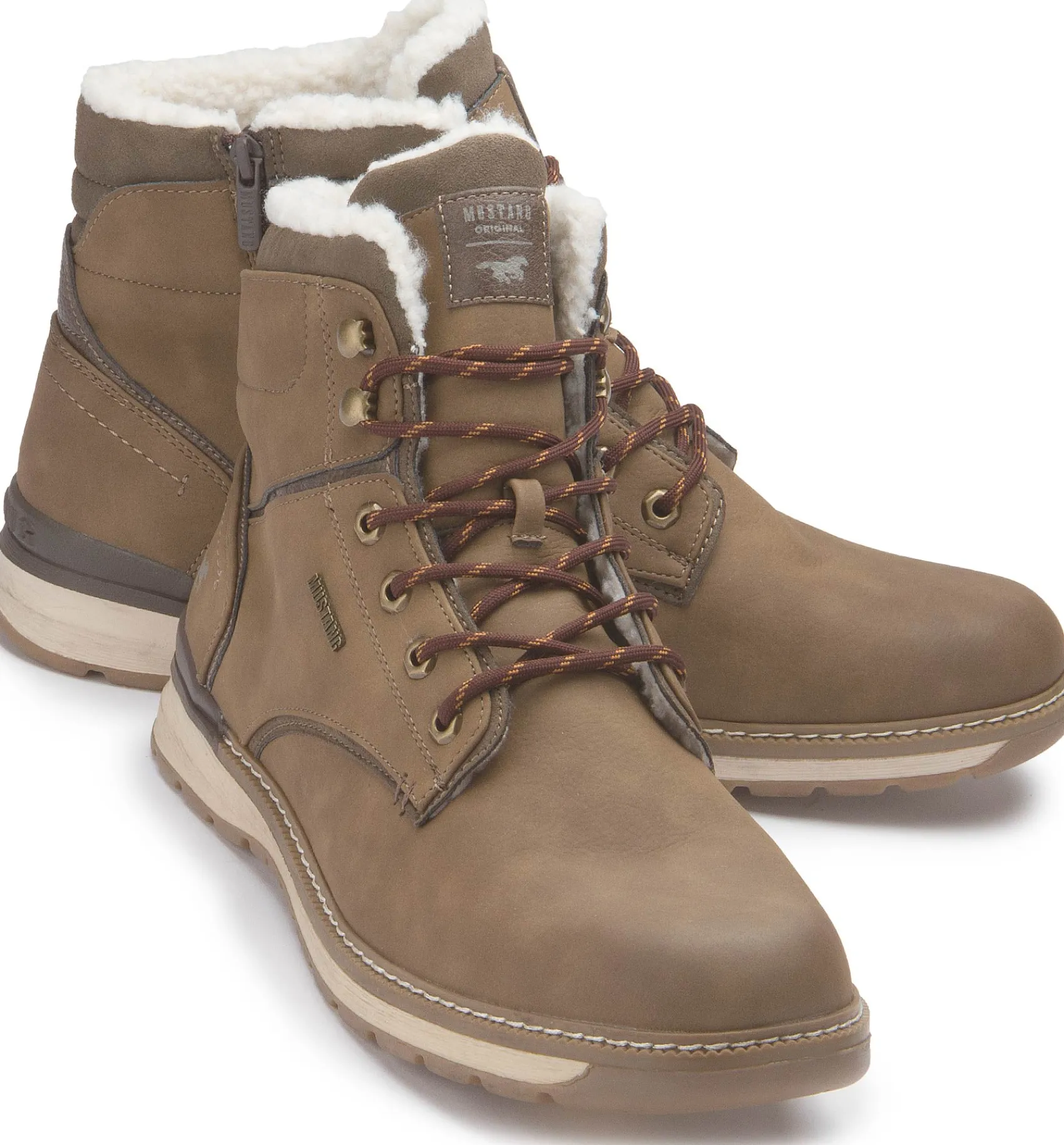 Stiefeletten|Schnürschuhe|Mustang Herren Schnürboot in Übergrößen Braun