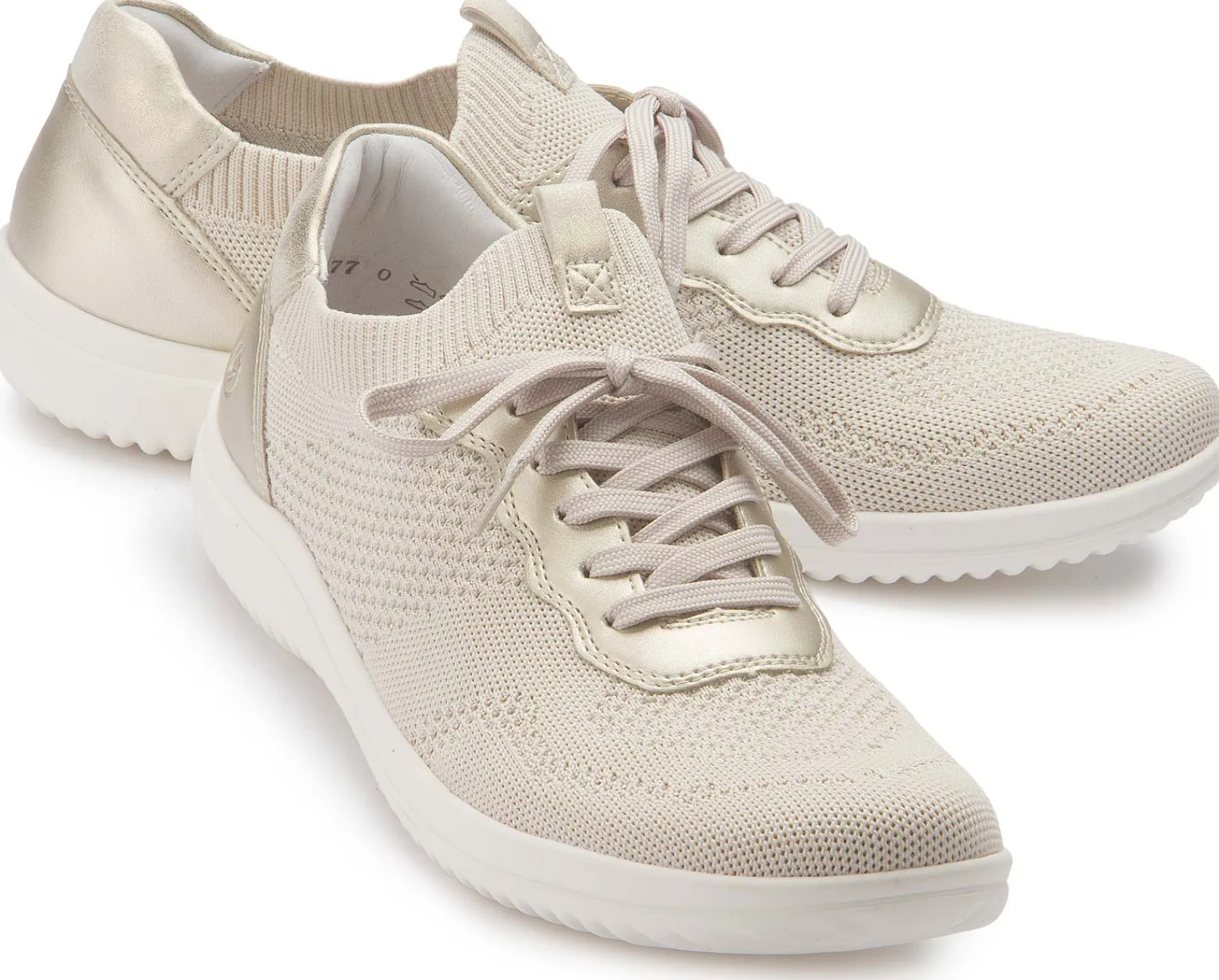 Schnürschuhe|Sneaker|Remonte Schnürschuh in Übergrößen Beige