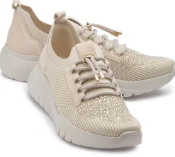 Sneaker|Schnürschuhe|Gabor Sneaker in Übergrößen Beige