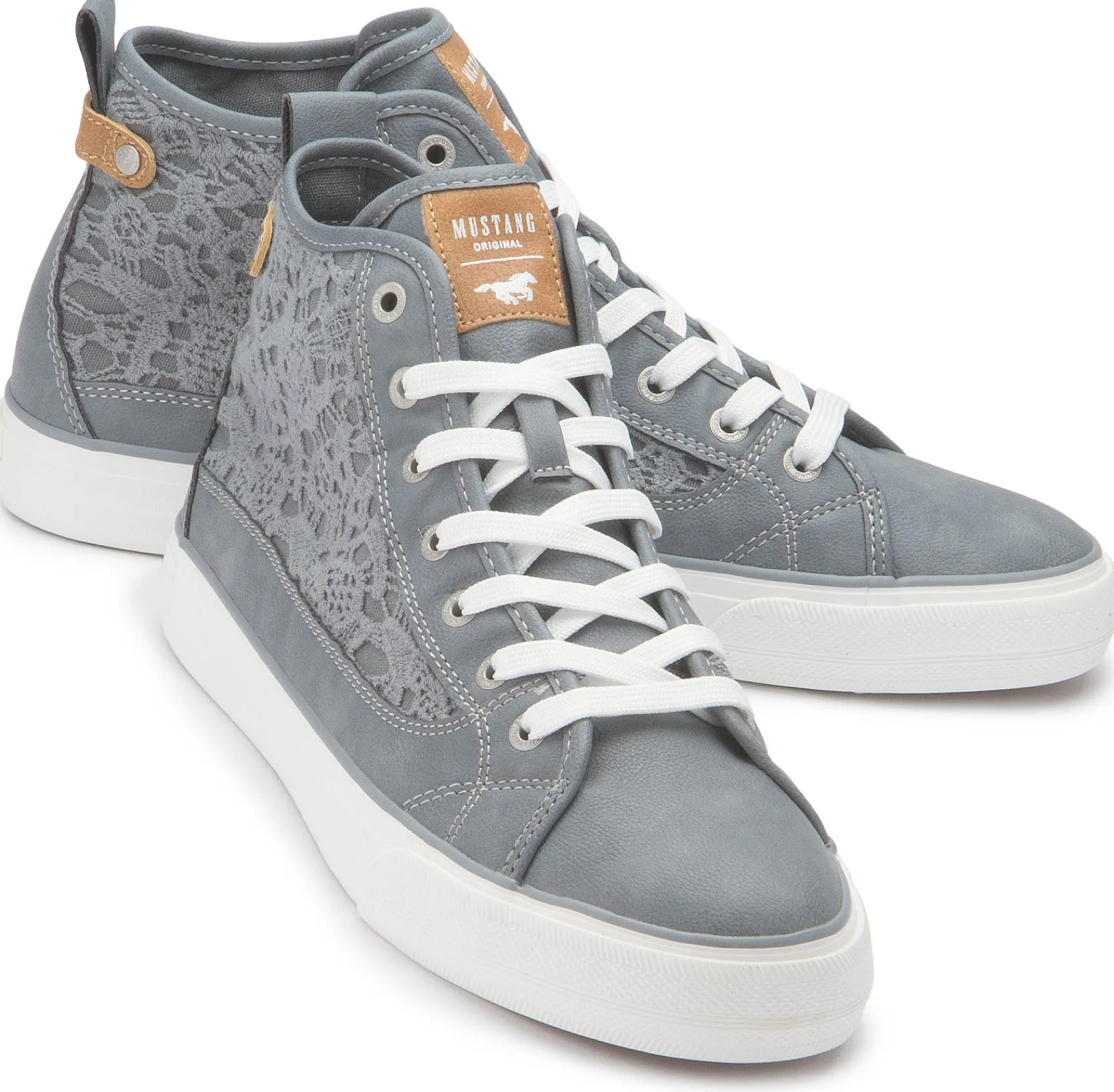 Sneaker|Schnürschuhe|Mustang Damen Sneaker in Übergrößen Grau