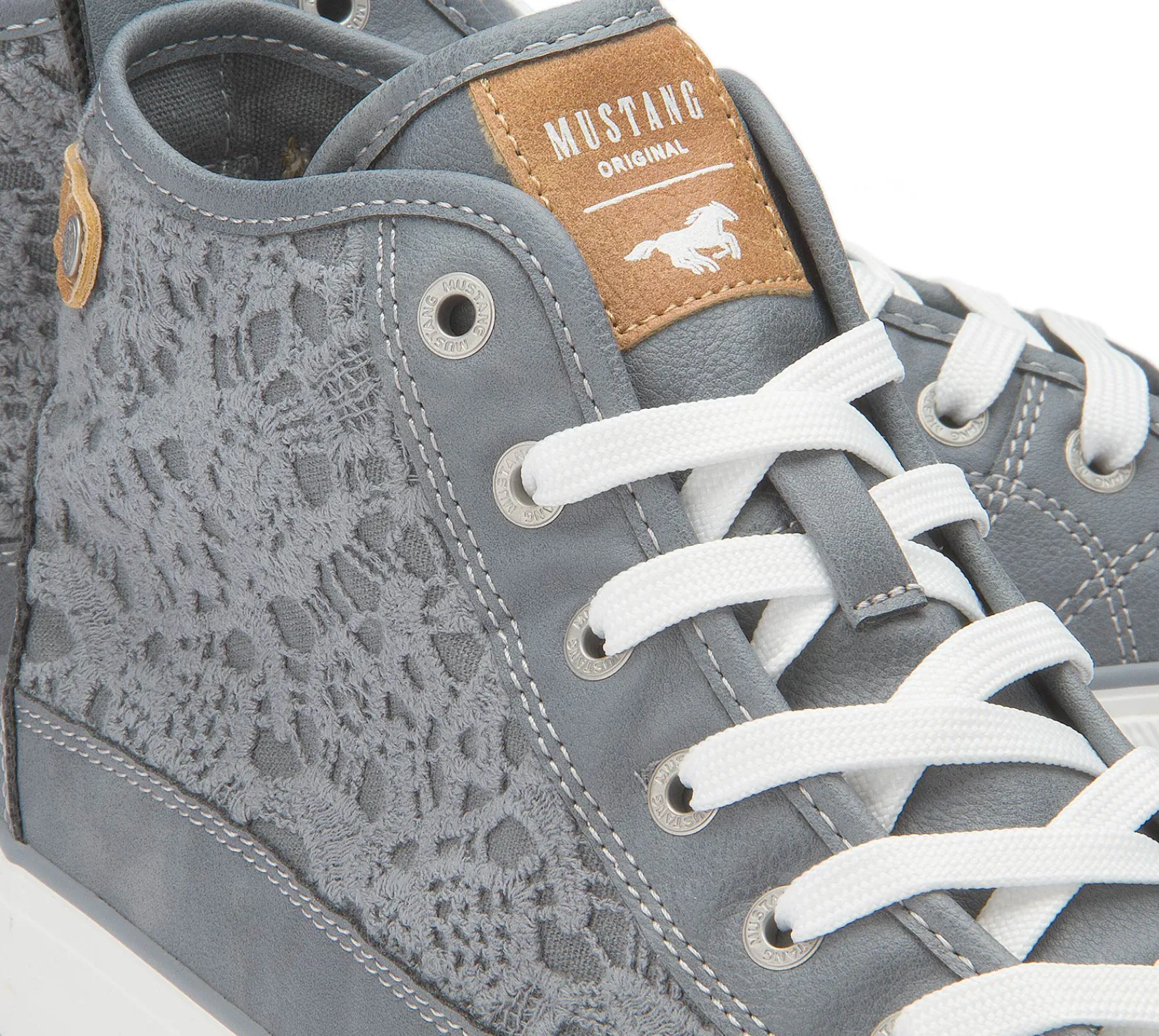 Sneaker|Schnürschuhe|Mustang Damen Sneaker in Übergrößen Grau